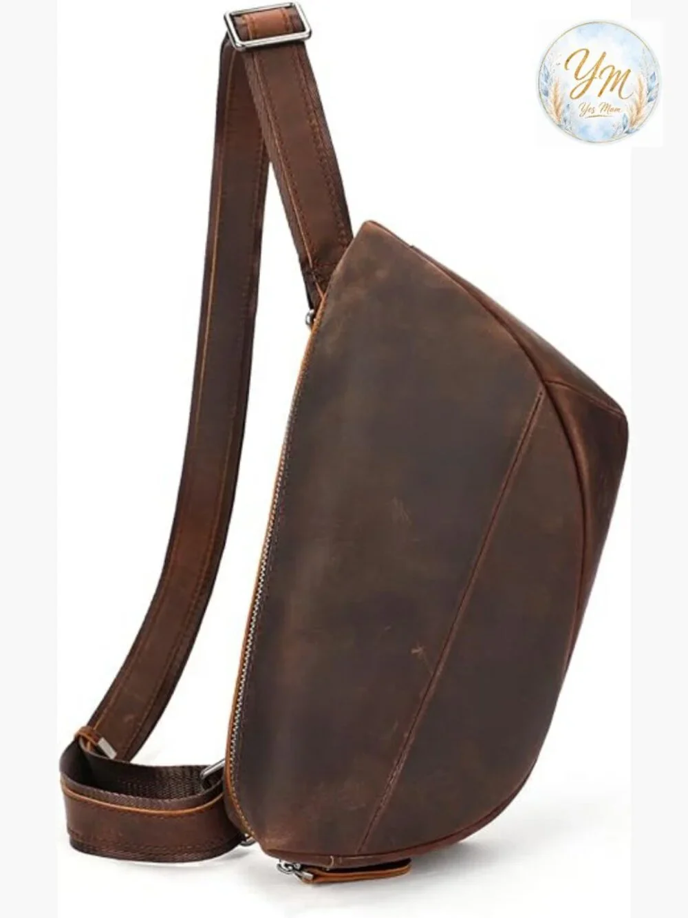 Genuine Leather Sling Bag Crossbody Purse Chest Daypack Hiking Travel